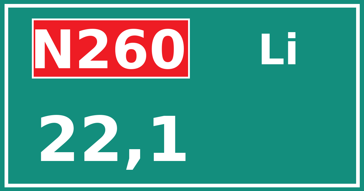 Hectometerbord N260 22,1 zijde Li