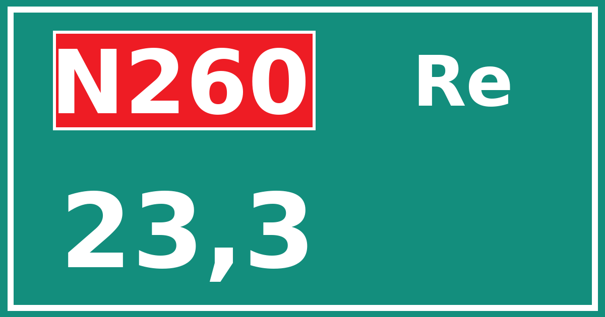 Hectometerbord N260 23,3 zijde Re