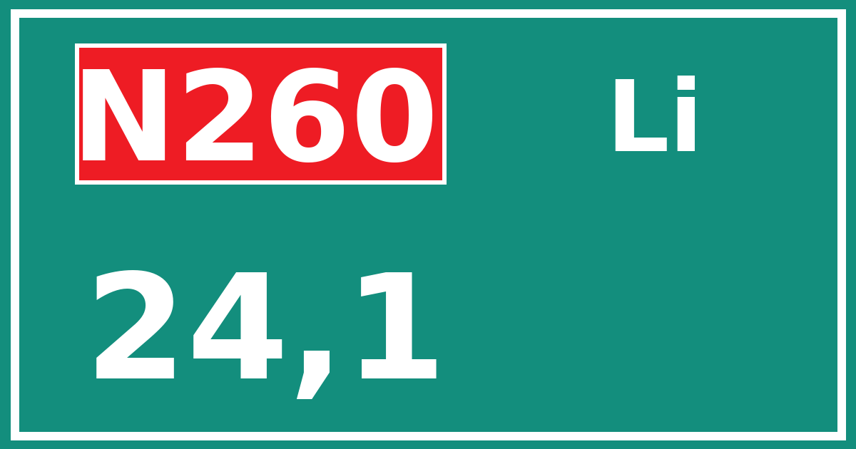 Hectometerbord N260 24,1 zijde Li