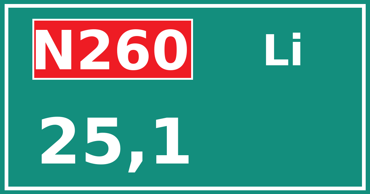 Hectometerbord N260 25,1 zijde Li