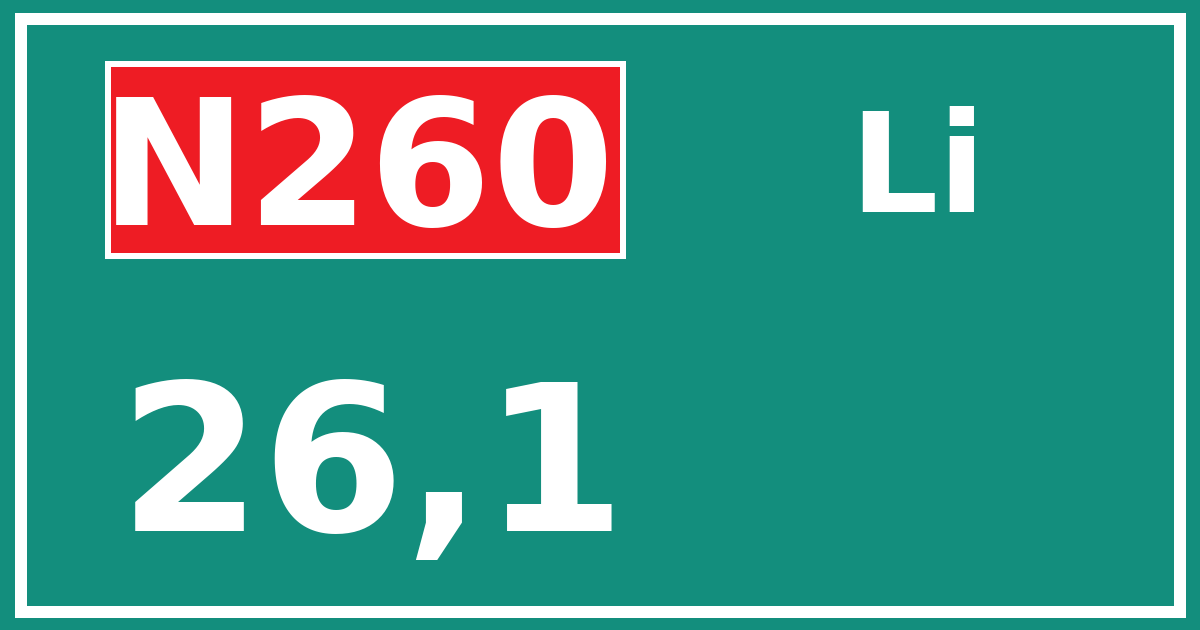 Hectometerbord N260 26,1 zijde Li