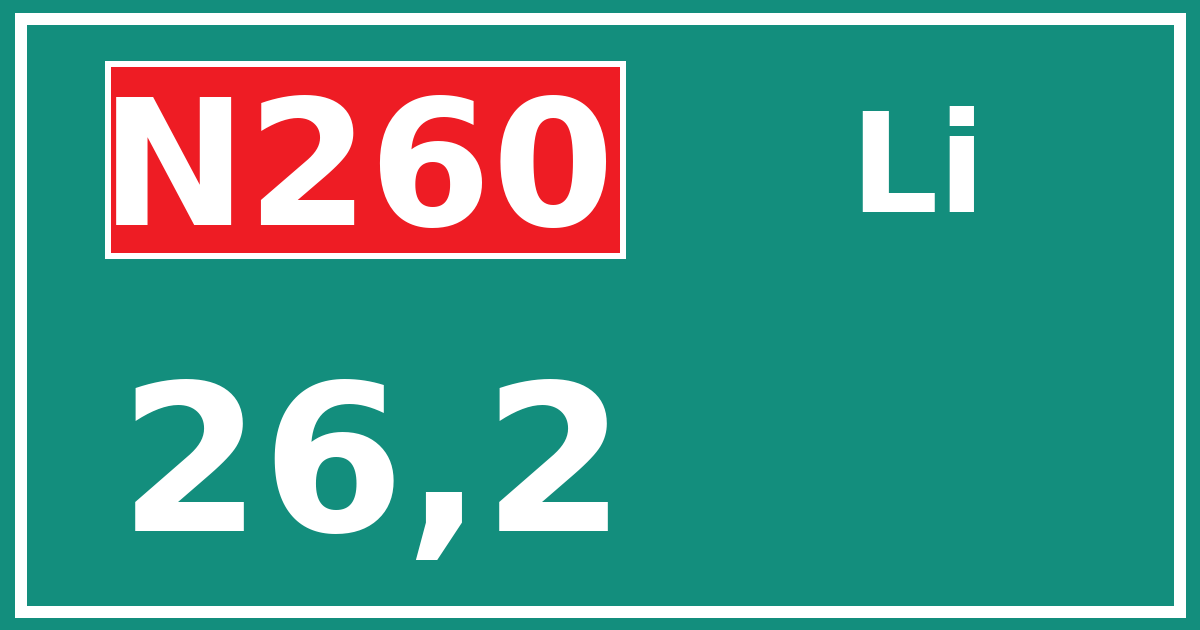 Hectometerbord N260 26,2 zijde Li
