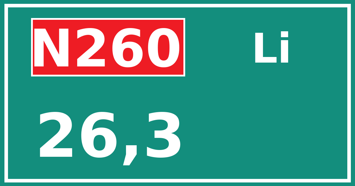 Hectometerbord N260 26,3 zijde Li