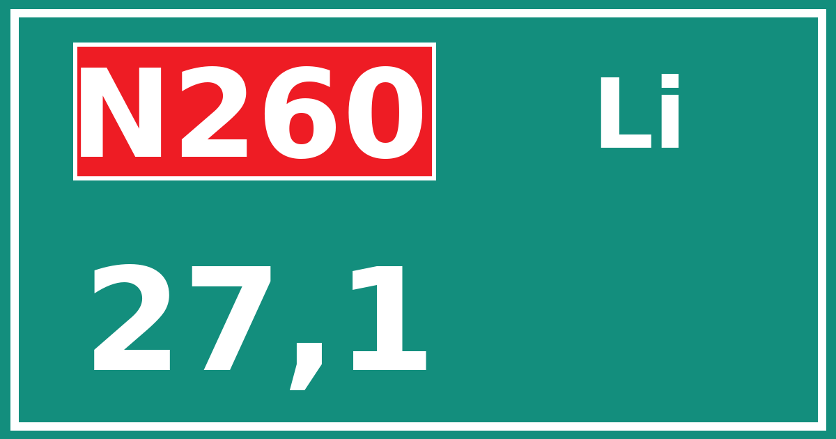 Hectometerbord N260 27,1 zijde Li