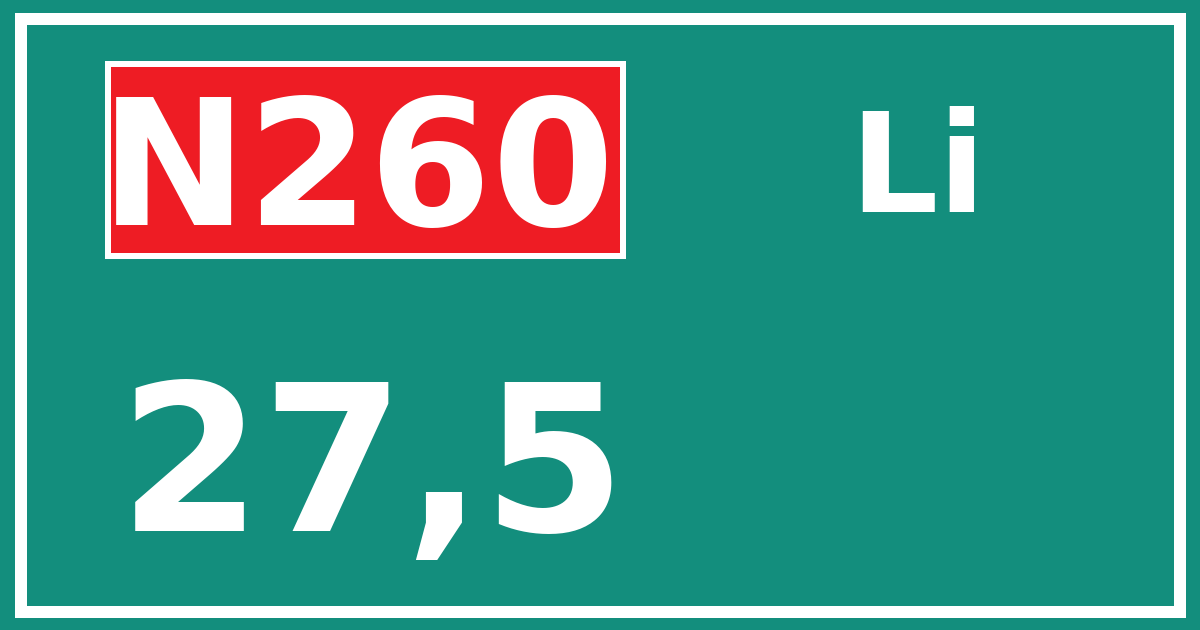 Hectometerbord N260 27,5 zijde Li