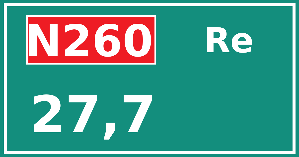 Hectometerbord N260 27,7 zijde Re