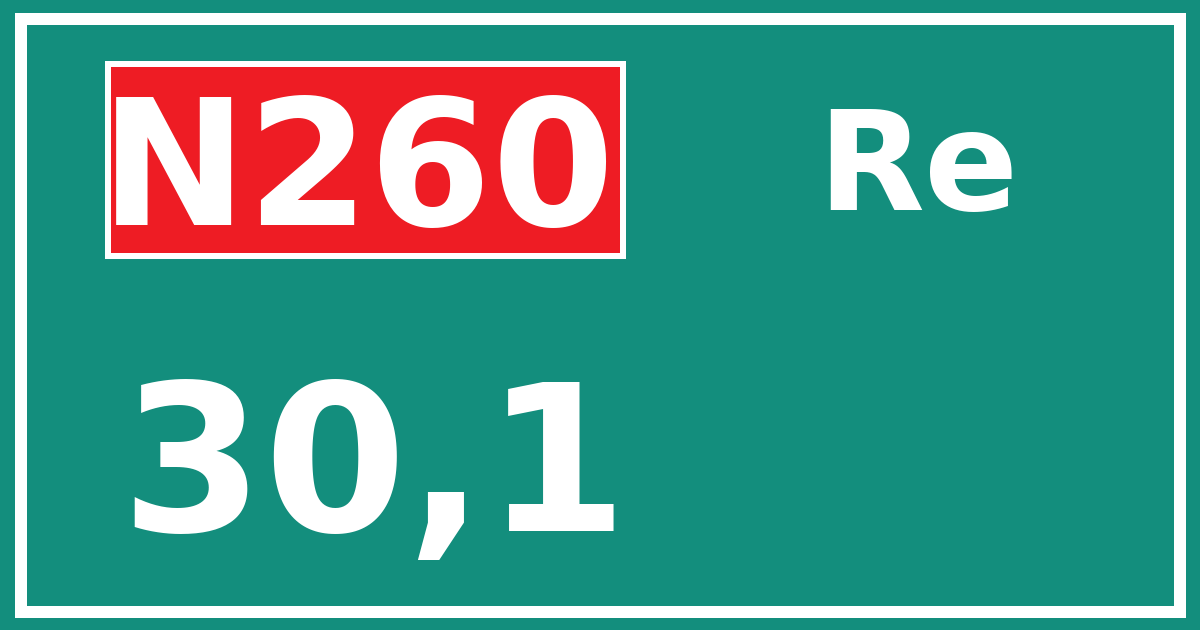 Hectometerbord N260 30,1 zijde Re