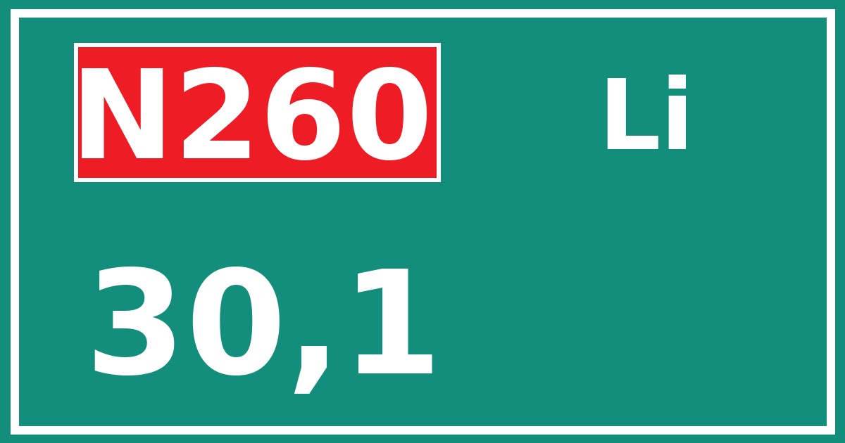 Hectometerbord N260 30,1 zijde Li
