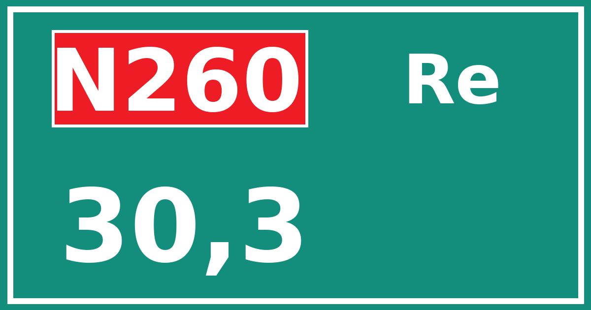 Hectometerbord N260 30,3 zijde Re