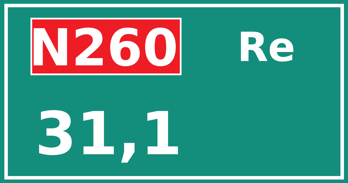 Hectometerbord N260 31,1 zijde Re