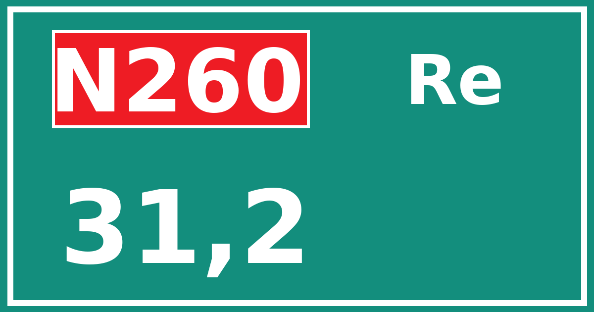 Hectometerbord N260 31,2 zijde Re