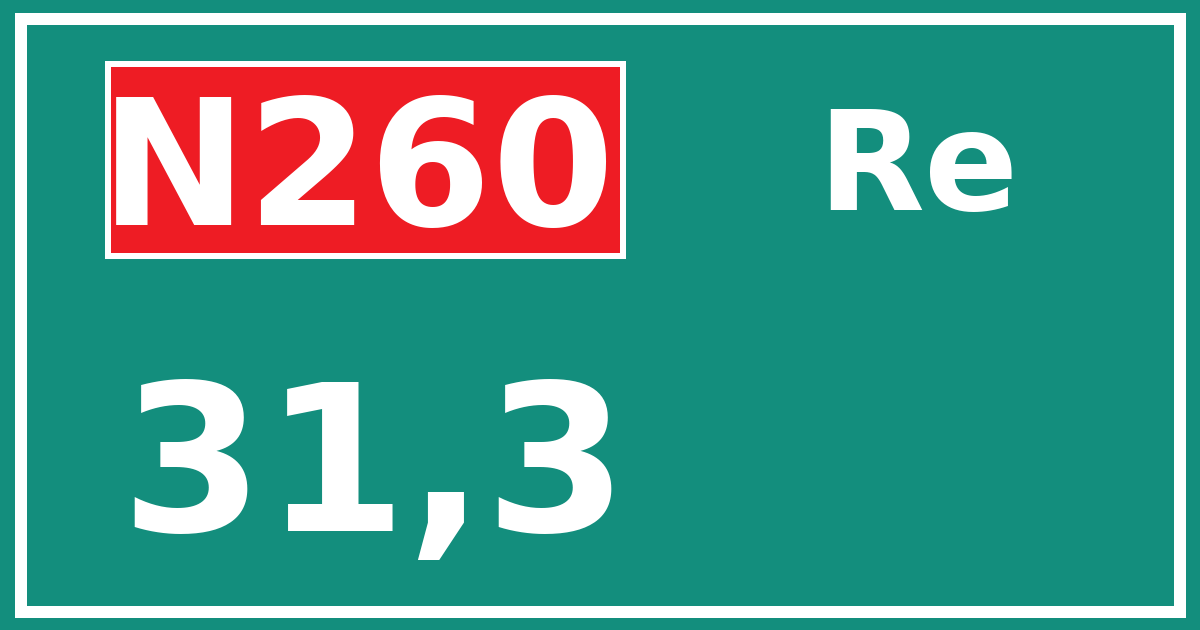 Hectometerbord N260 31,3 zijde Re