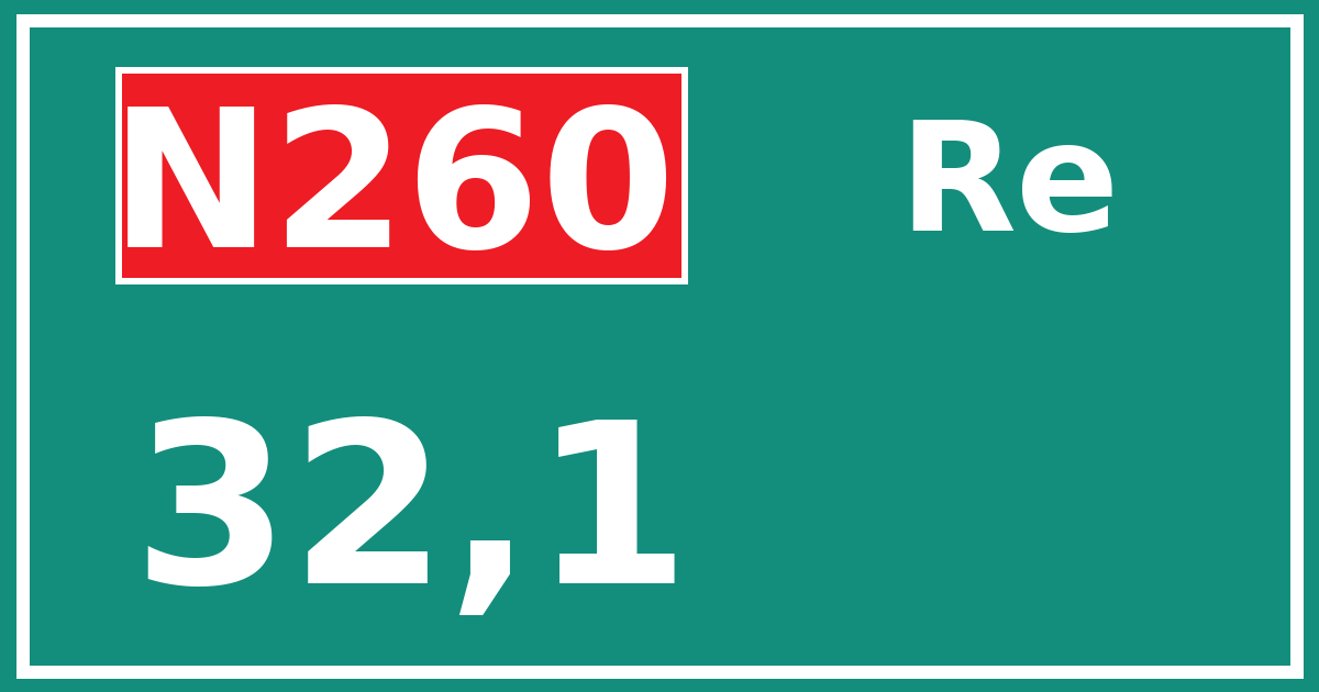 Hectometerbord N260 32,1 zijde Re