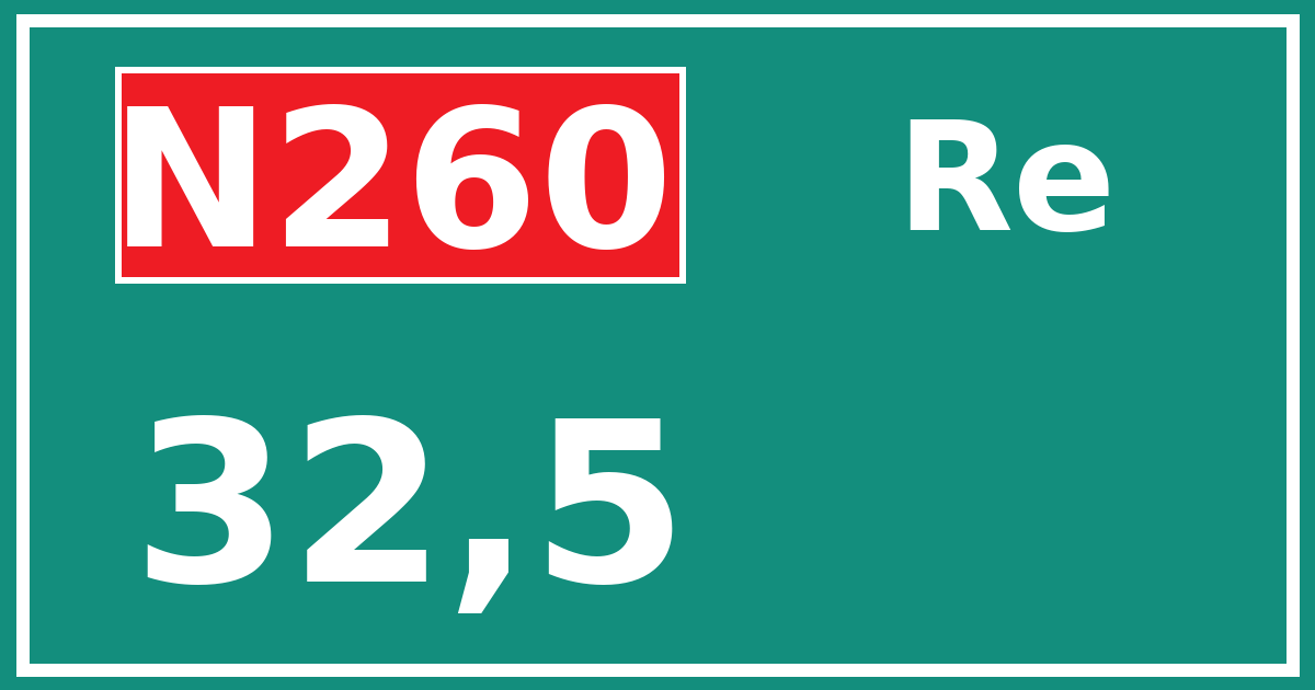 Hectometerbord N260 32,5 zijde Re