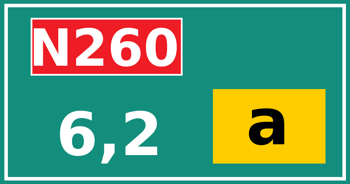 Hectometerbord N260 6,2 letter a