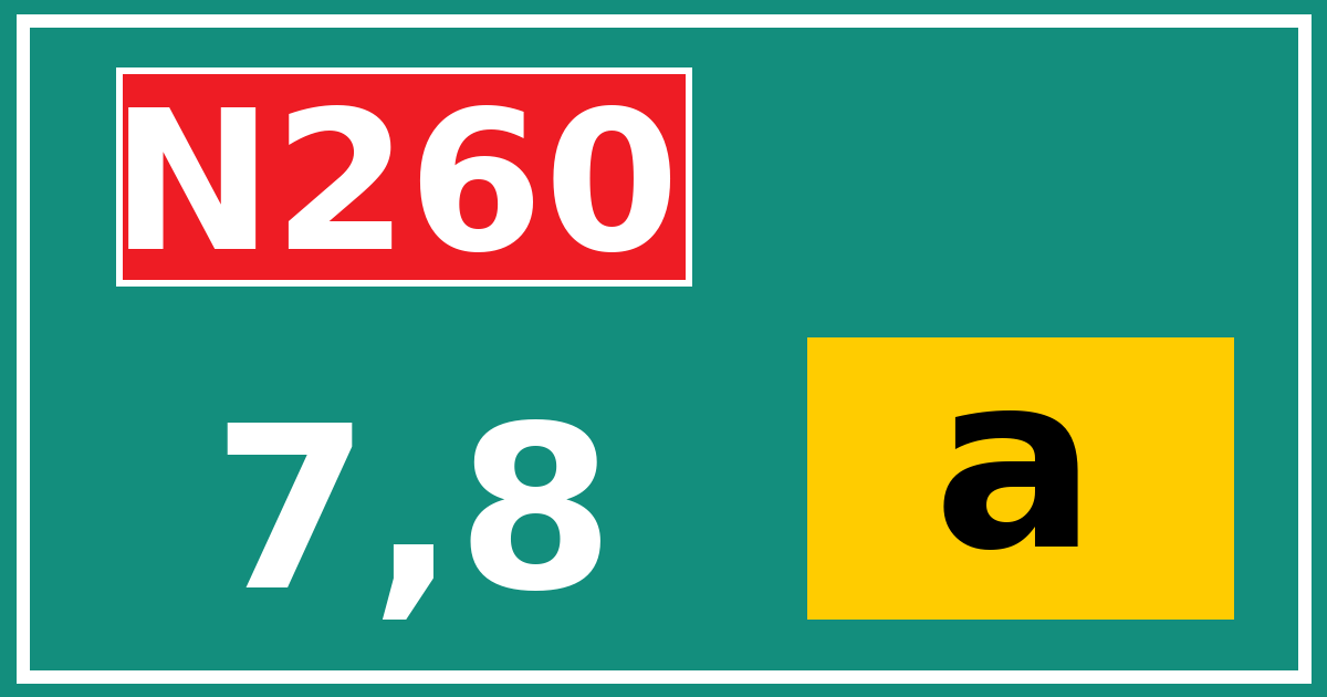 Hectometerbord N260 7,8 letter a