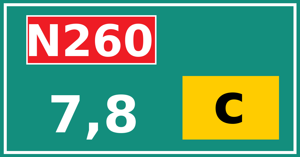 Hectometerbord N260 7,8 letter c