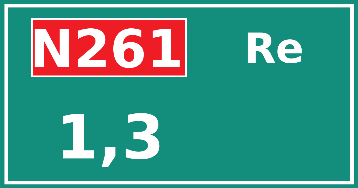 Hectometerbord N261 1,3 zijde Re