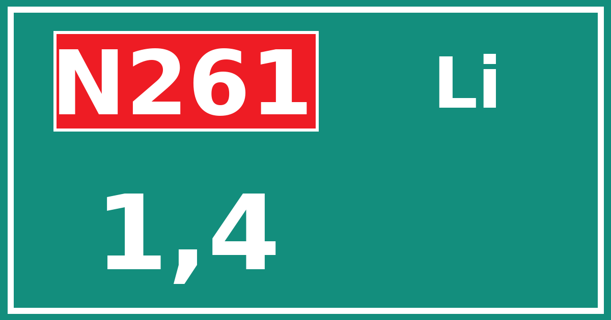 Hectometerbord N261 1,4 zijde Li