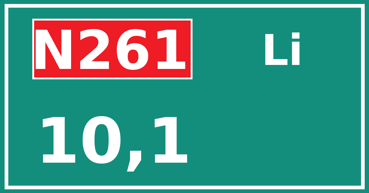 Hectometerbord N261 10,1 zijde Li