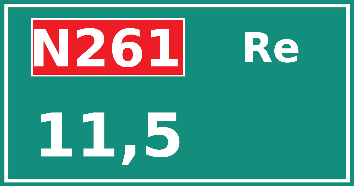 Hectometerbord N261 11,5 zijde Re