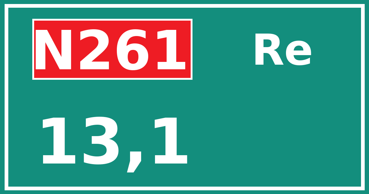 Hectometerbord N261 13,1 zijde Re