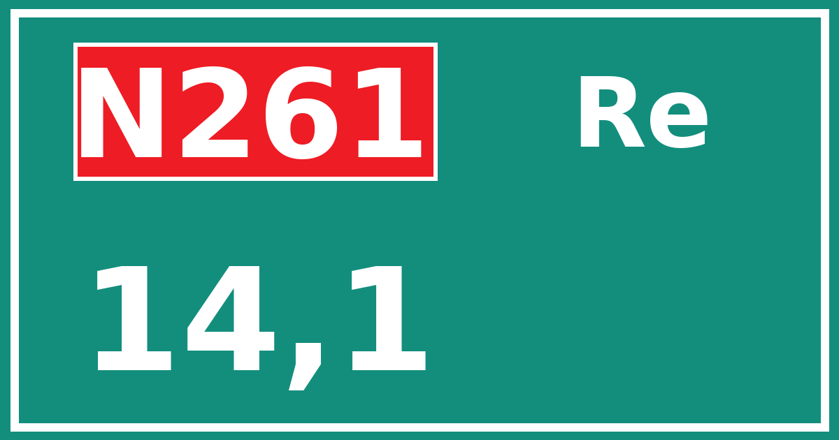 Hectometerbord N261 14,1 zijde Re
