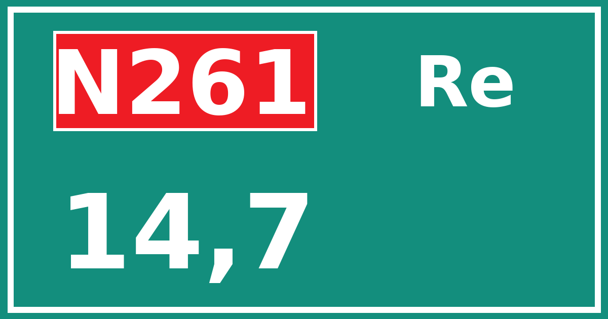 Hectometerbord N261 14,7 zijde Re