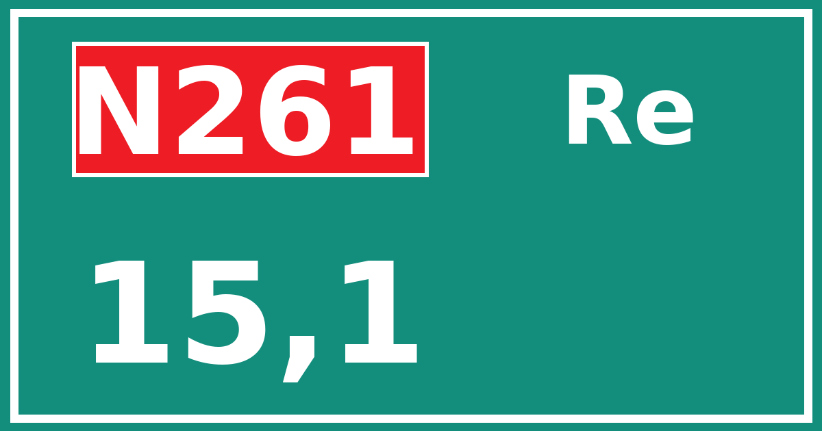 Hectometerbord N261 15,1 zijde Re