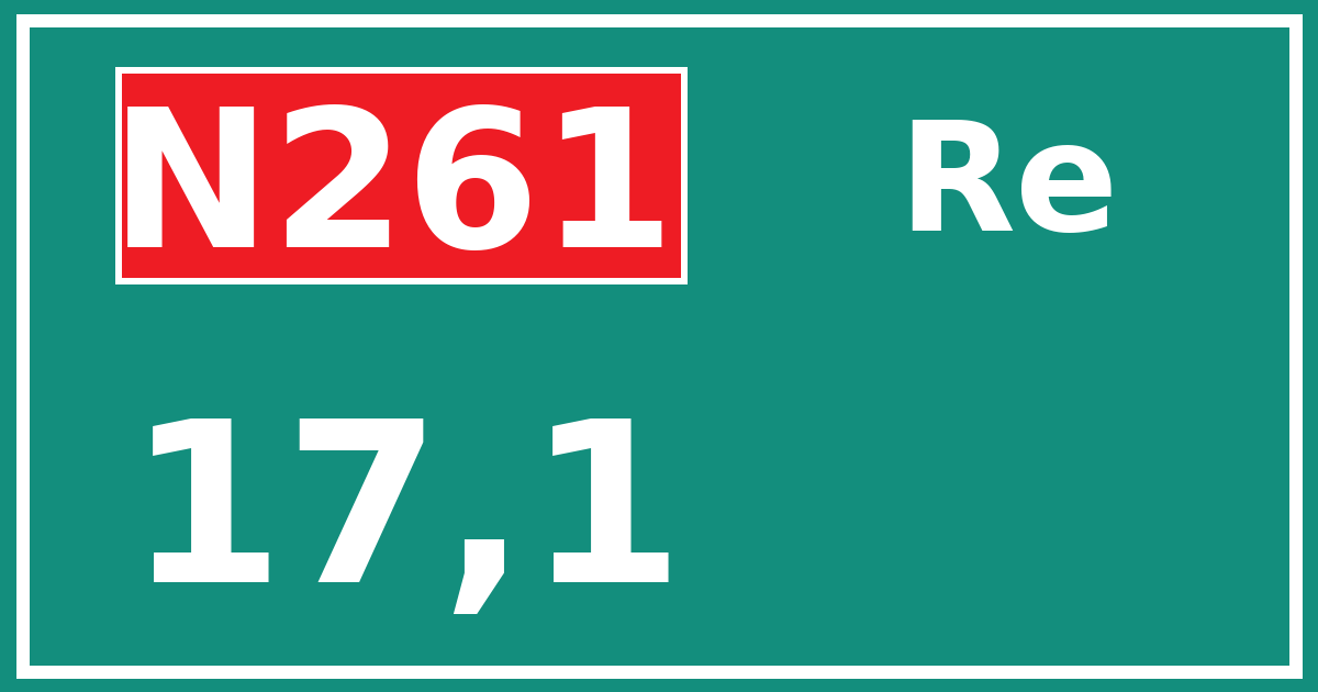 Hectometerbord N261 17,1 zijde Re