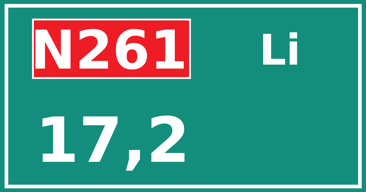 Hectometerbord N261 17,2 zijde Li