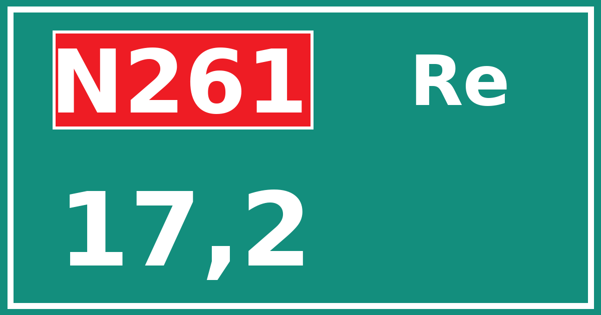 Hectometerbord N261 17,2 zijde Re