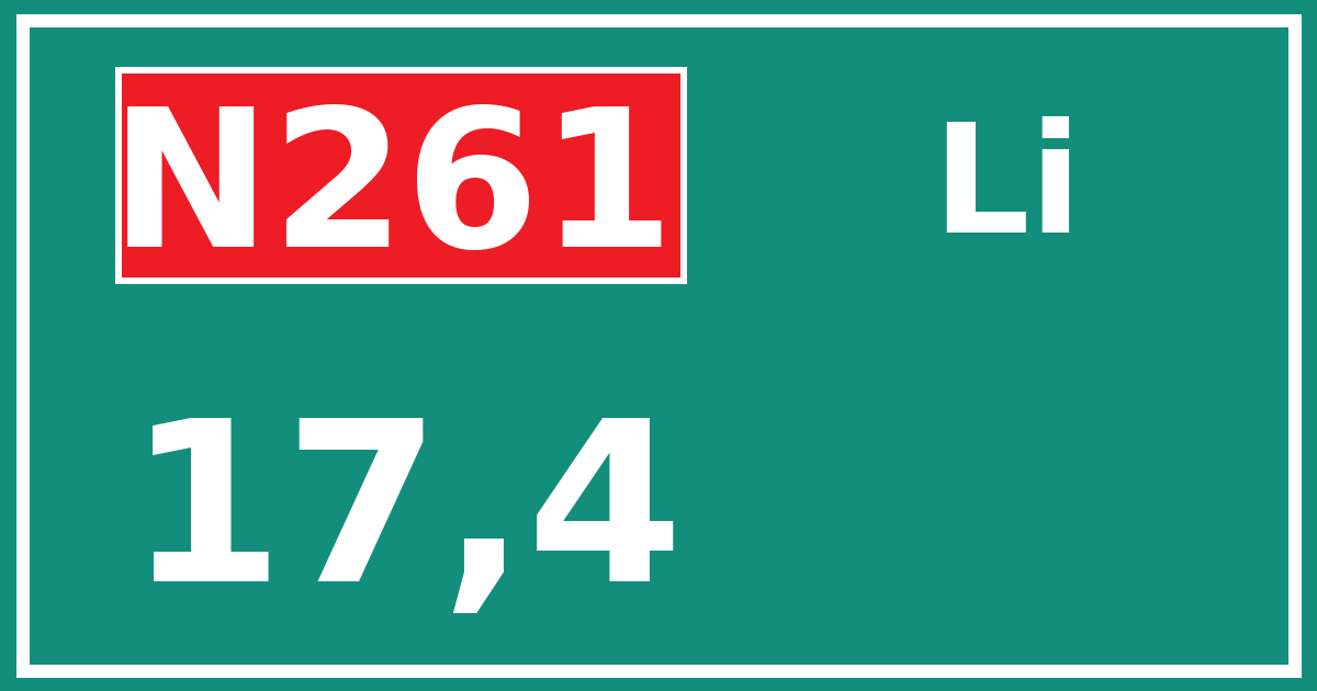 Hectometerbord N261 17,4 zijde Li