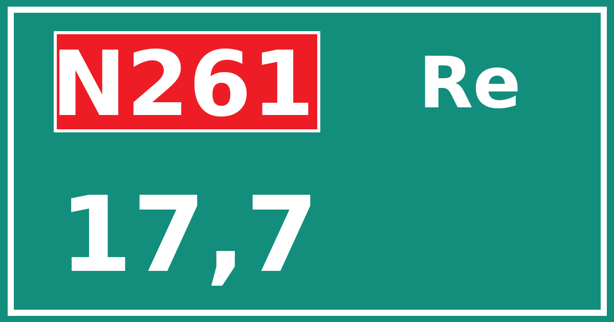 Hectometerbord N261 17,7 zijde Re
