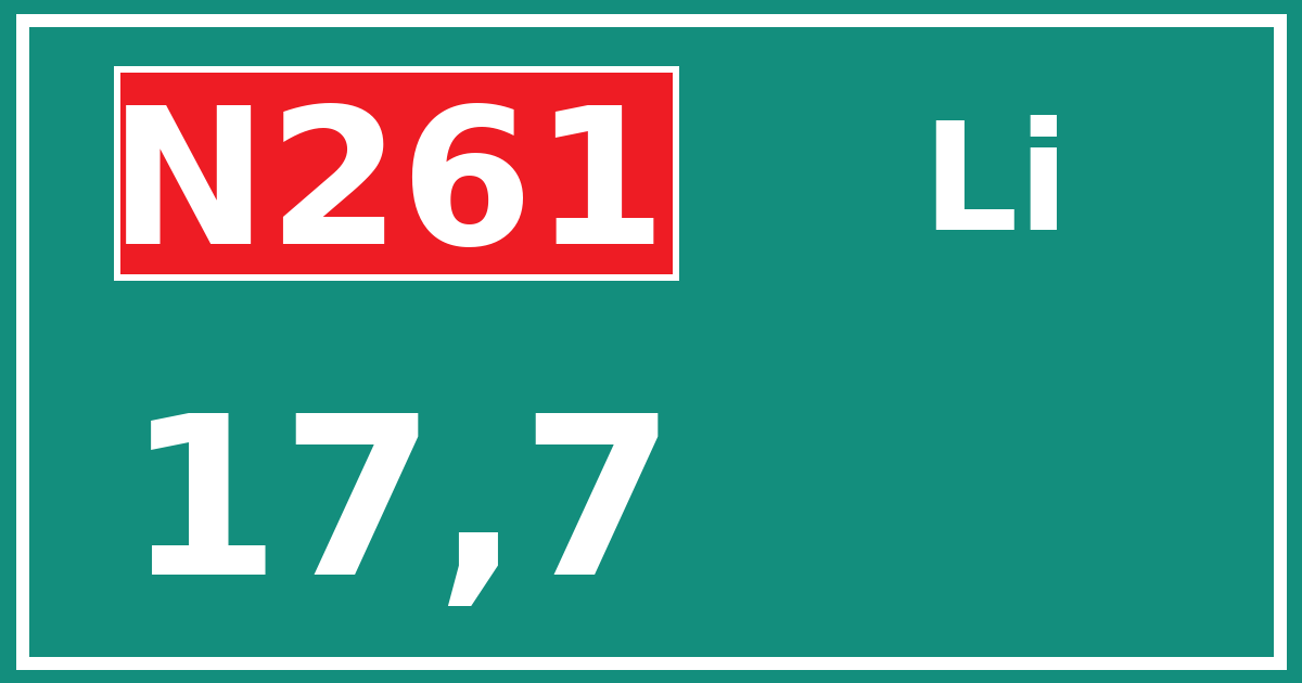 Hectometerbord N261 17,7 zijde Li