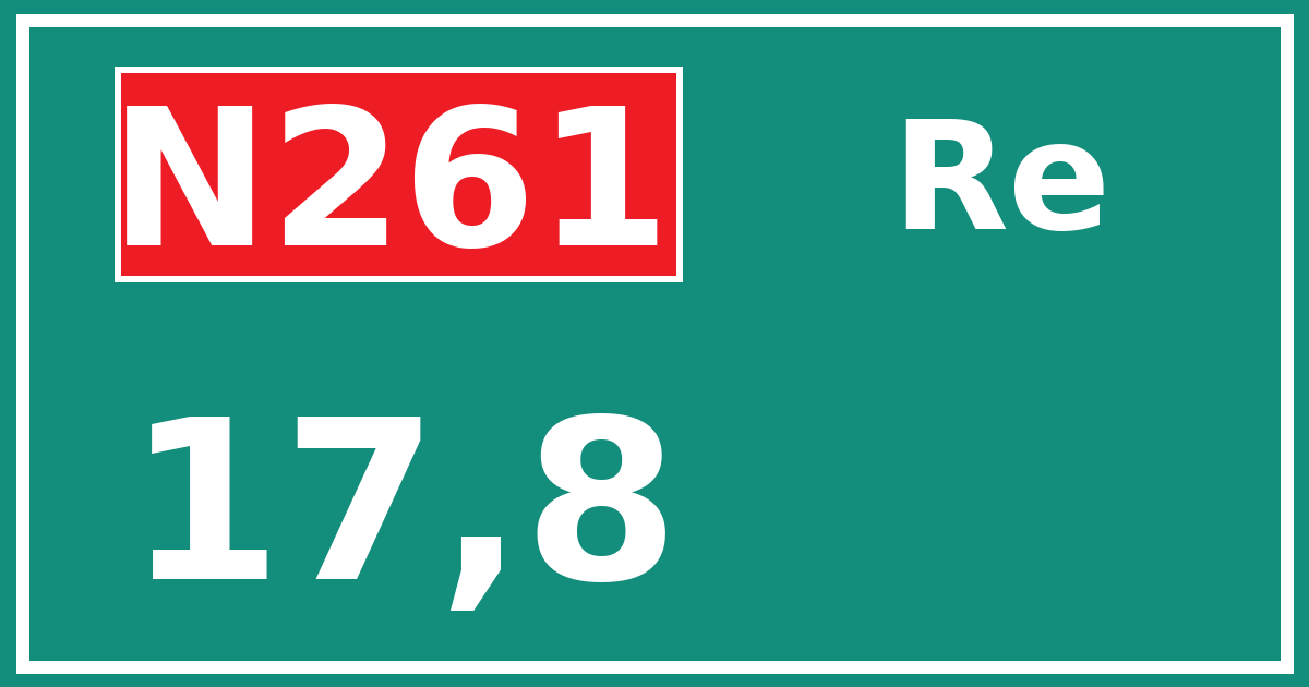 Hectometerbord N261 17,8 zijde Re