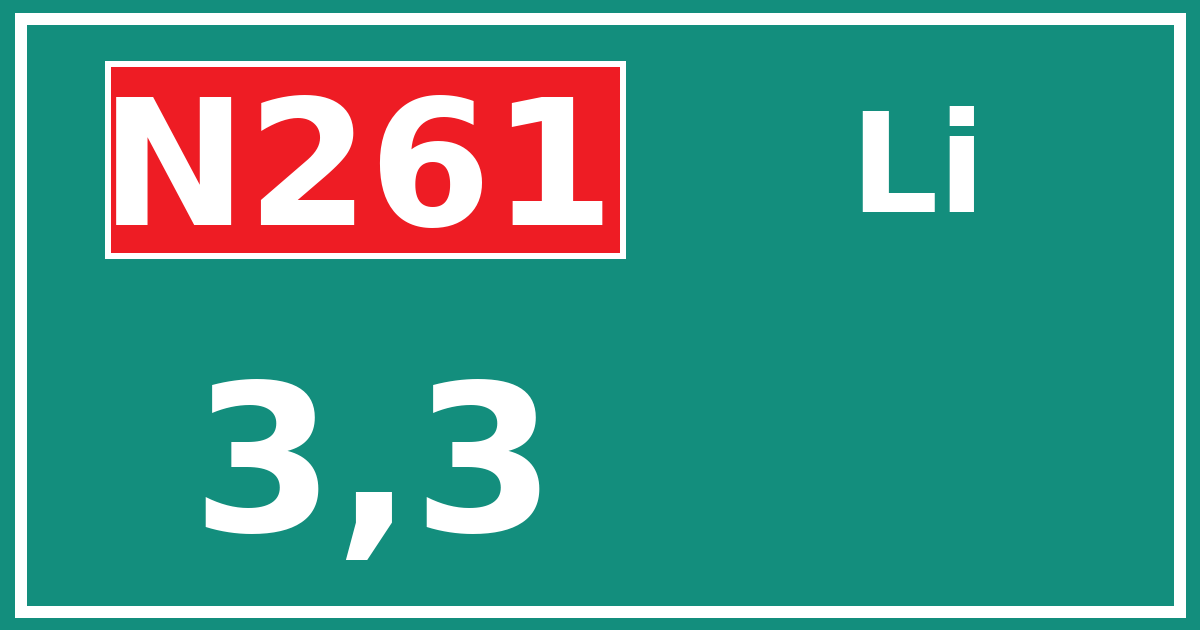 Hectometerbord N261 3,3 zijde Li