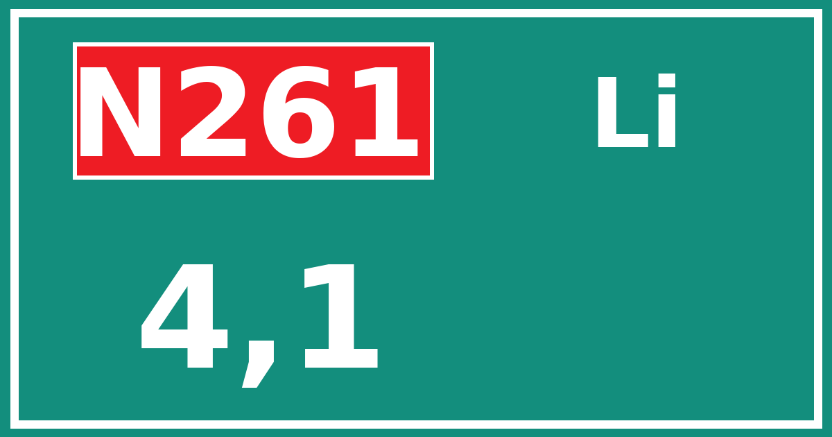 Hectometerbord N261 4,1 zijde Li