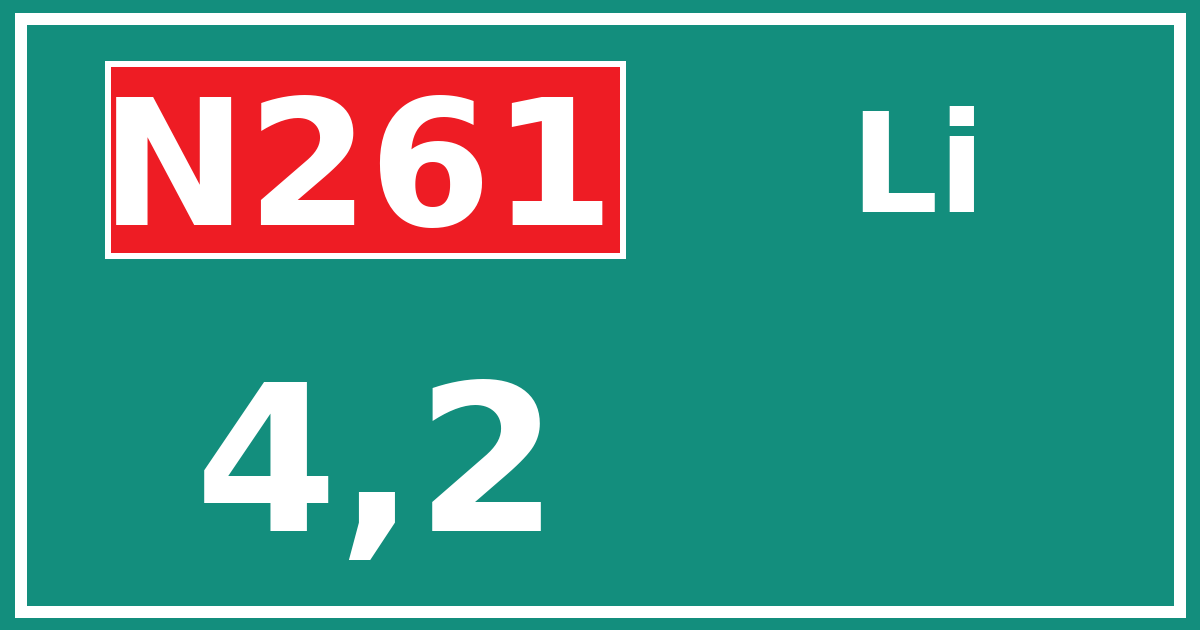 Hectometerbord N261 4,2 zijde Li