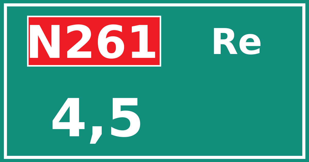 Hectometerbord N261 4,5 zijde Re