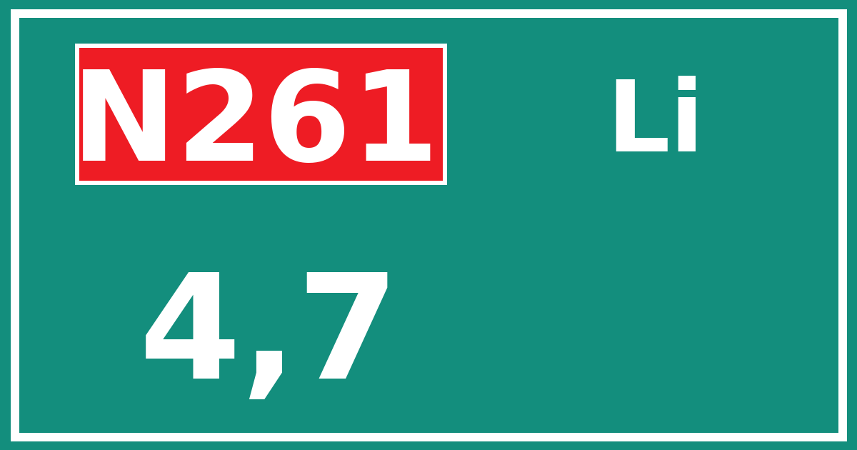 Hectometerbord N261 4,7 zijde Li