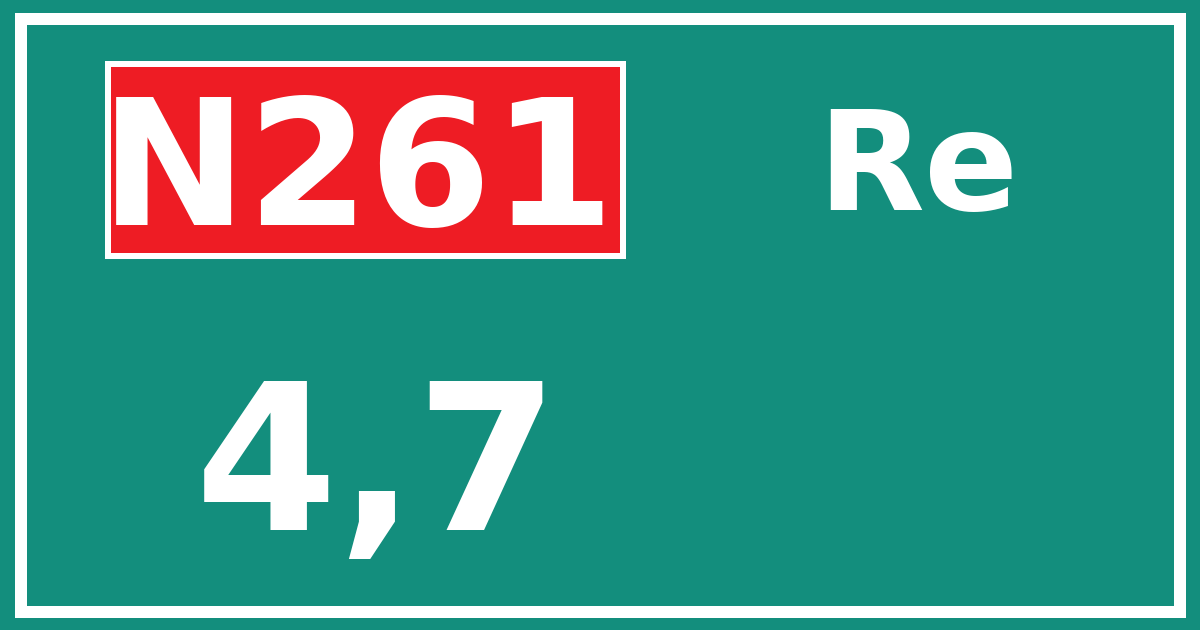 Hectometerbord N261 4,7 zijde Re