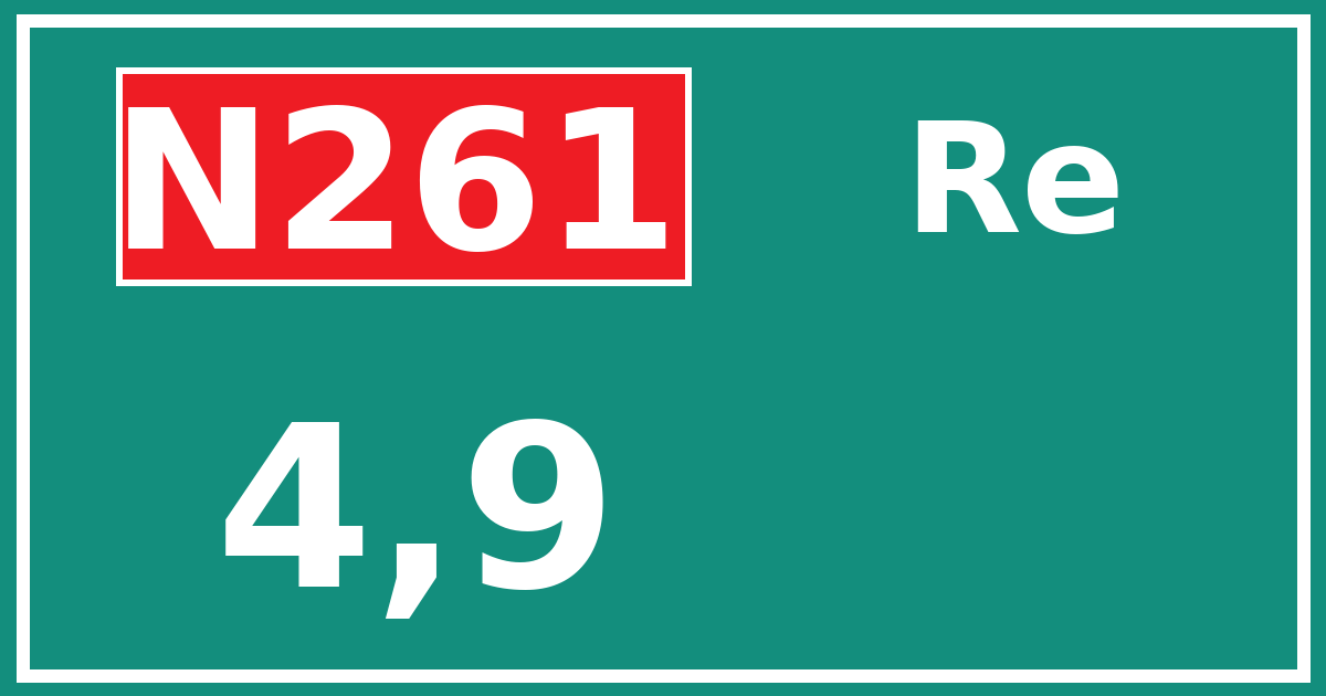 Hectometerbord N261 4,9 zijde Re