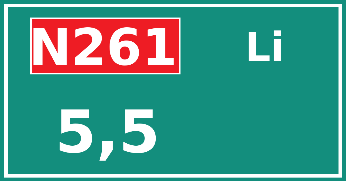 Hectometerbord N261 5,5 zijde Li