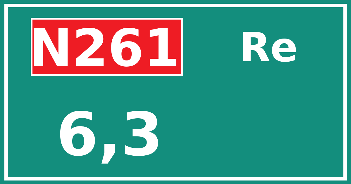 Hectometerbord N261 6,3 zijde Re