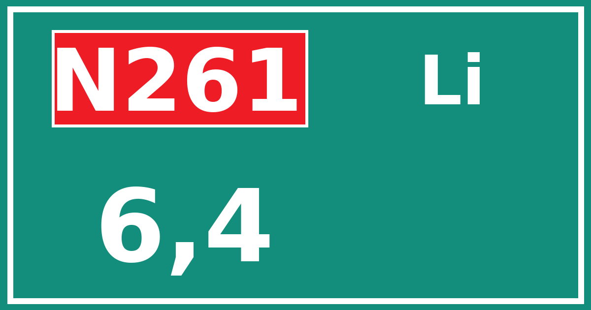 Hectometerbord N261 6,4 zijde Li