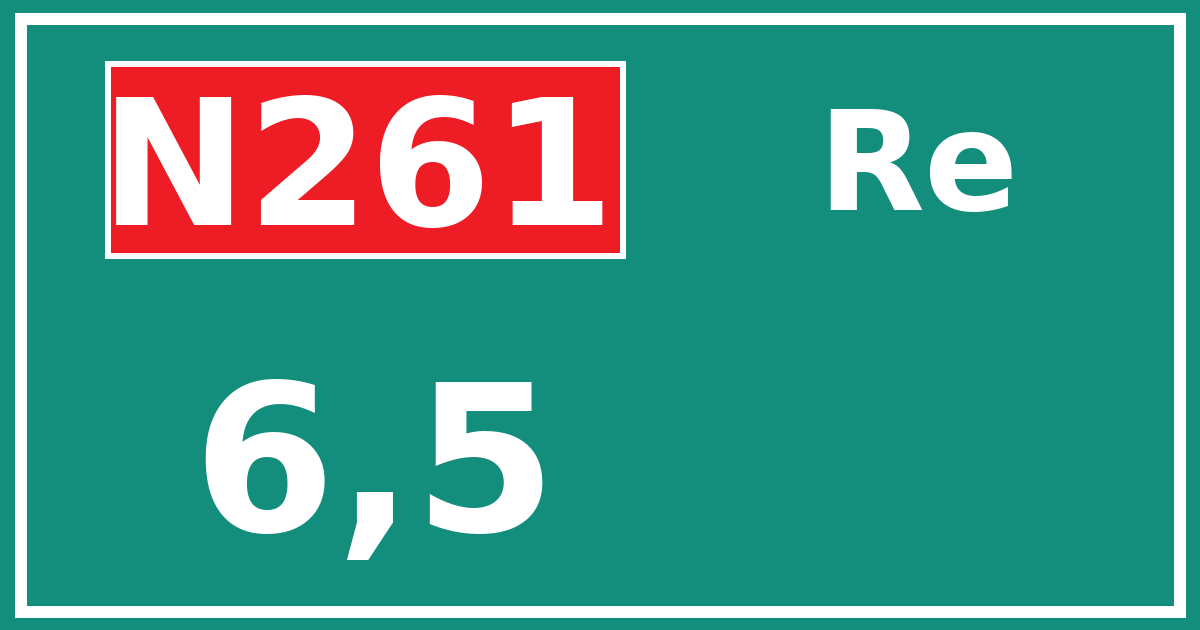 Hectometerbord N261 6,5 zijde Re