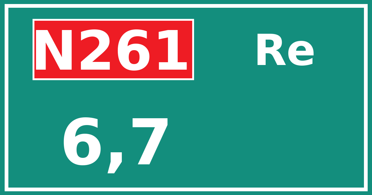 Hectometerbord N261 6,7 zijde Re