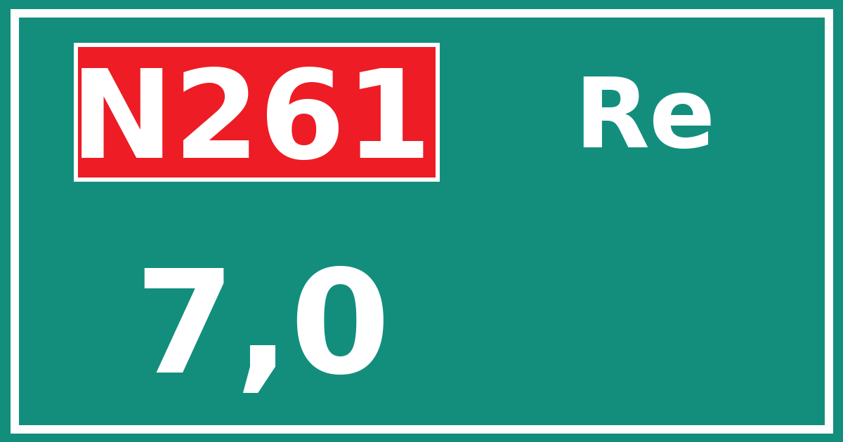Hectometerbord N261 7,0 zijde Re