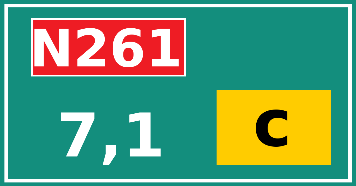 Hectometerbord N261 7,1 letter c